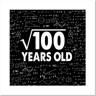 Square Root of 100 10th Birthday 10 Years Old Math Science Lover Gifts Nerdy Geeky Gift Idea Posters and Art